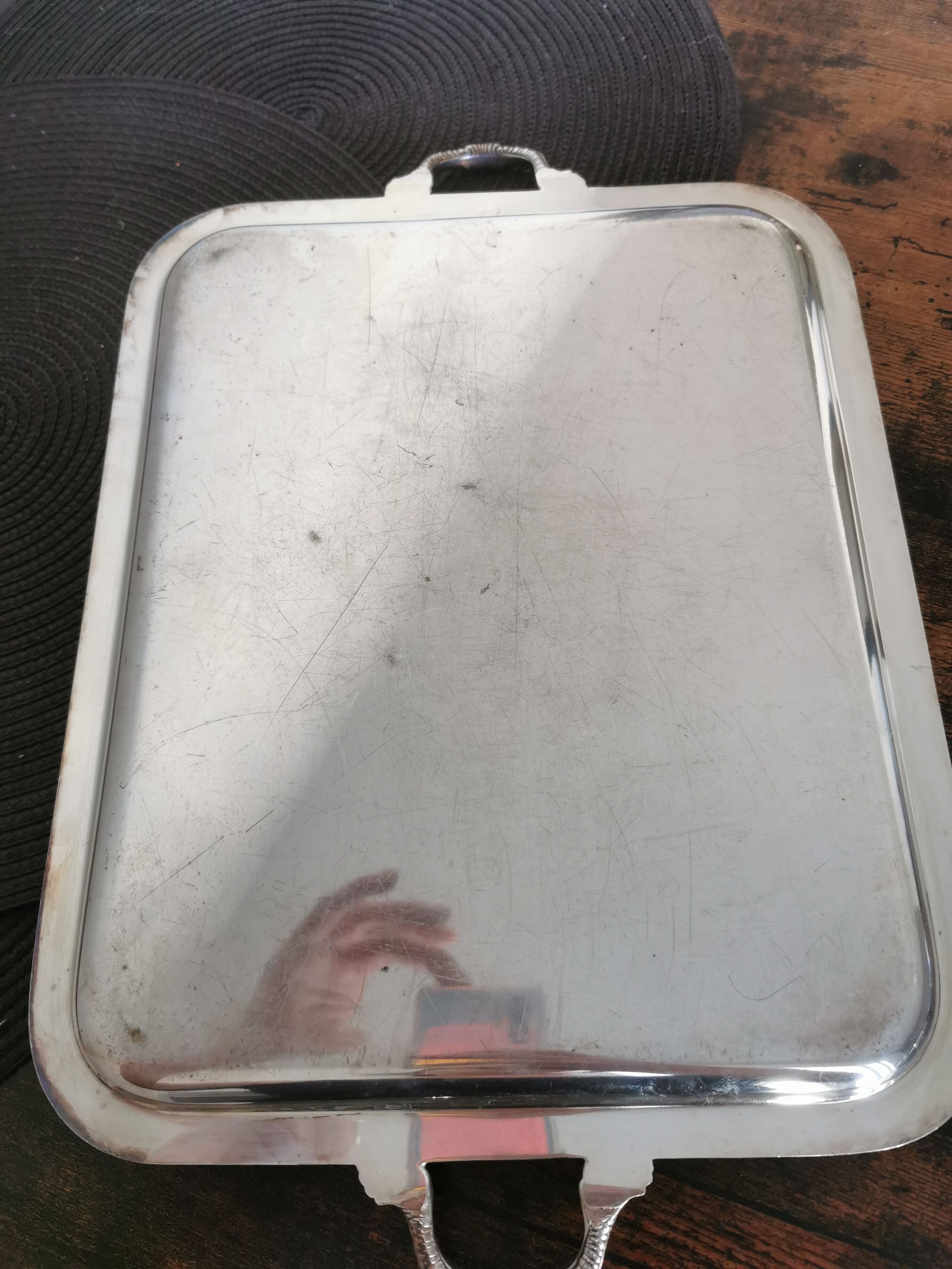 Silver metal tray