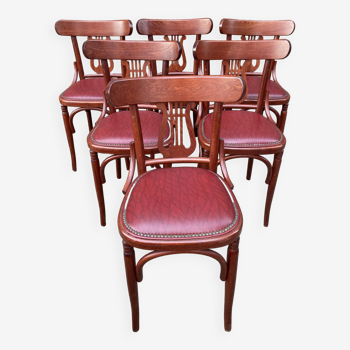 6 Chaises bistrot style Baumann simili cuir vintage 80s café Paris Montmartre French bistro