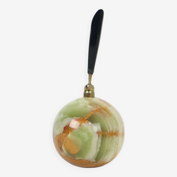 Vintage onyx marble sphere pen holder desk accessory