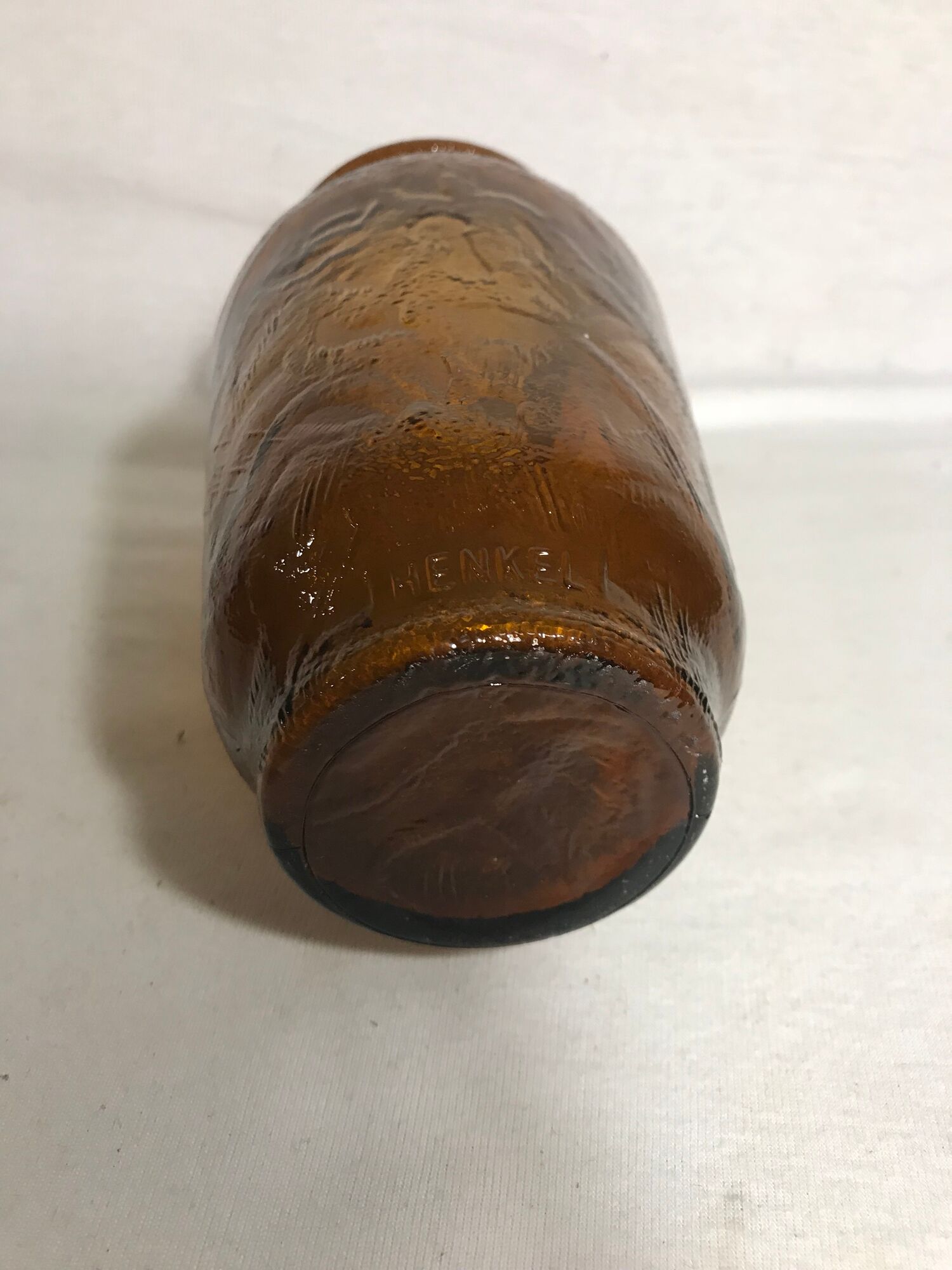Former Henkel vintage stamped orange smoked glass vase