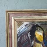 Mid-Century Modern Swedish "Painterly Portrait" Vintage Portrait Oil Painting, Framed