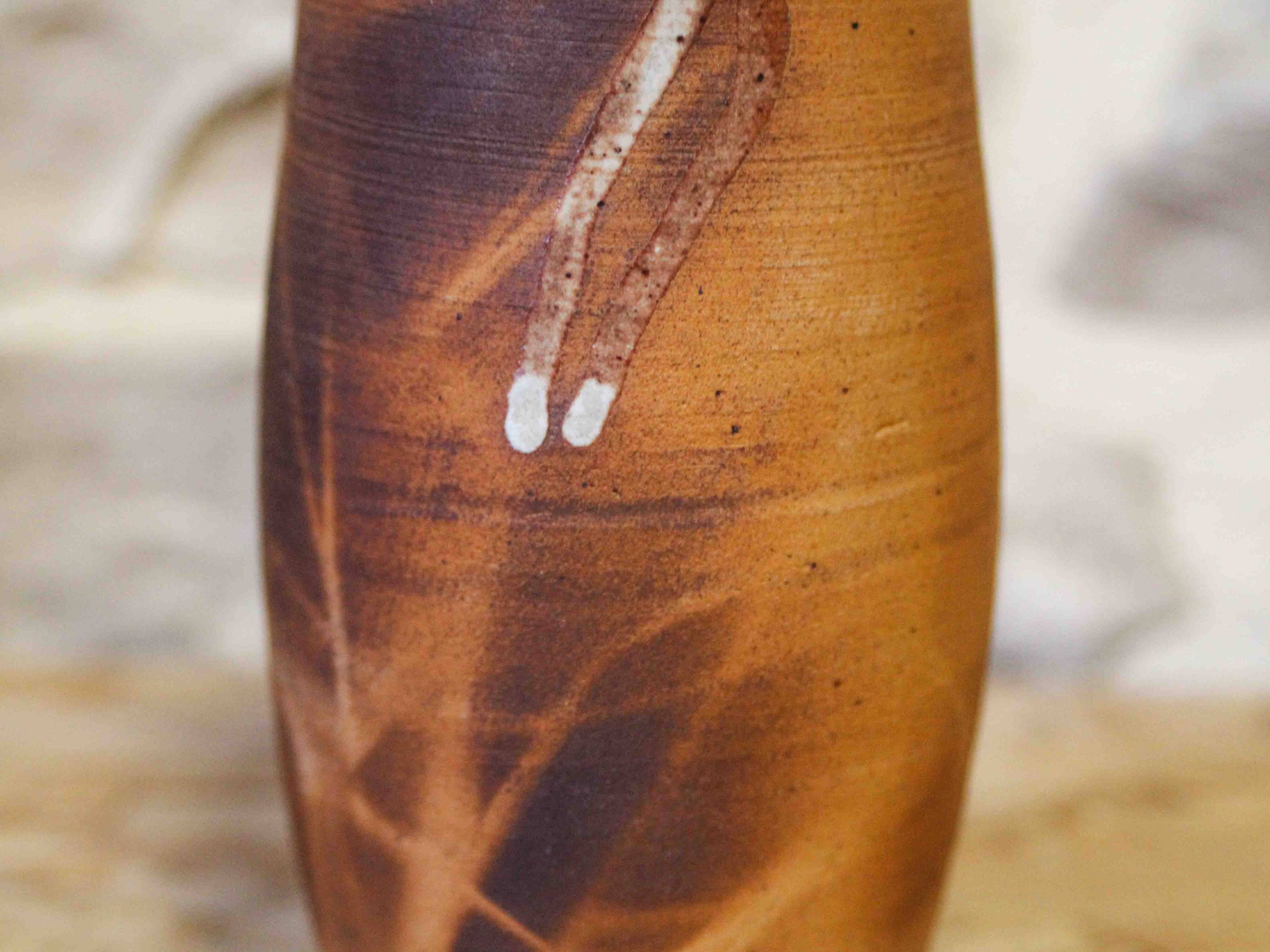 Partially glazed ceramic vase