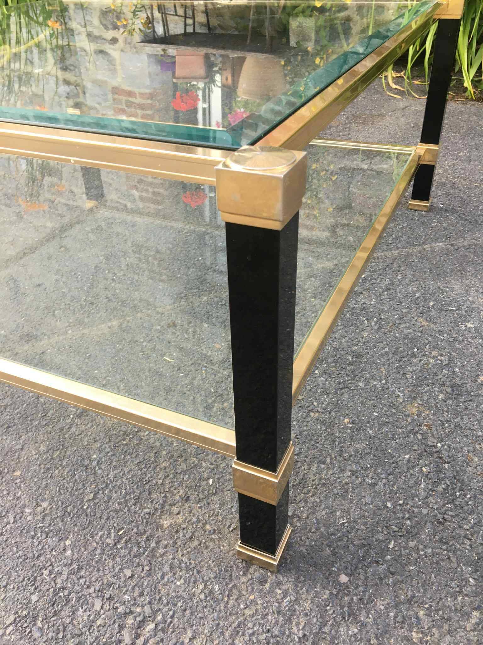 Pierre Vandel two-tier coffee table in lacquered metal and glass