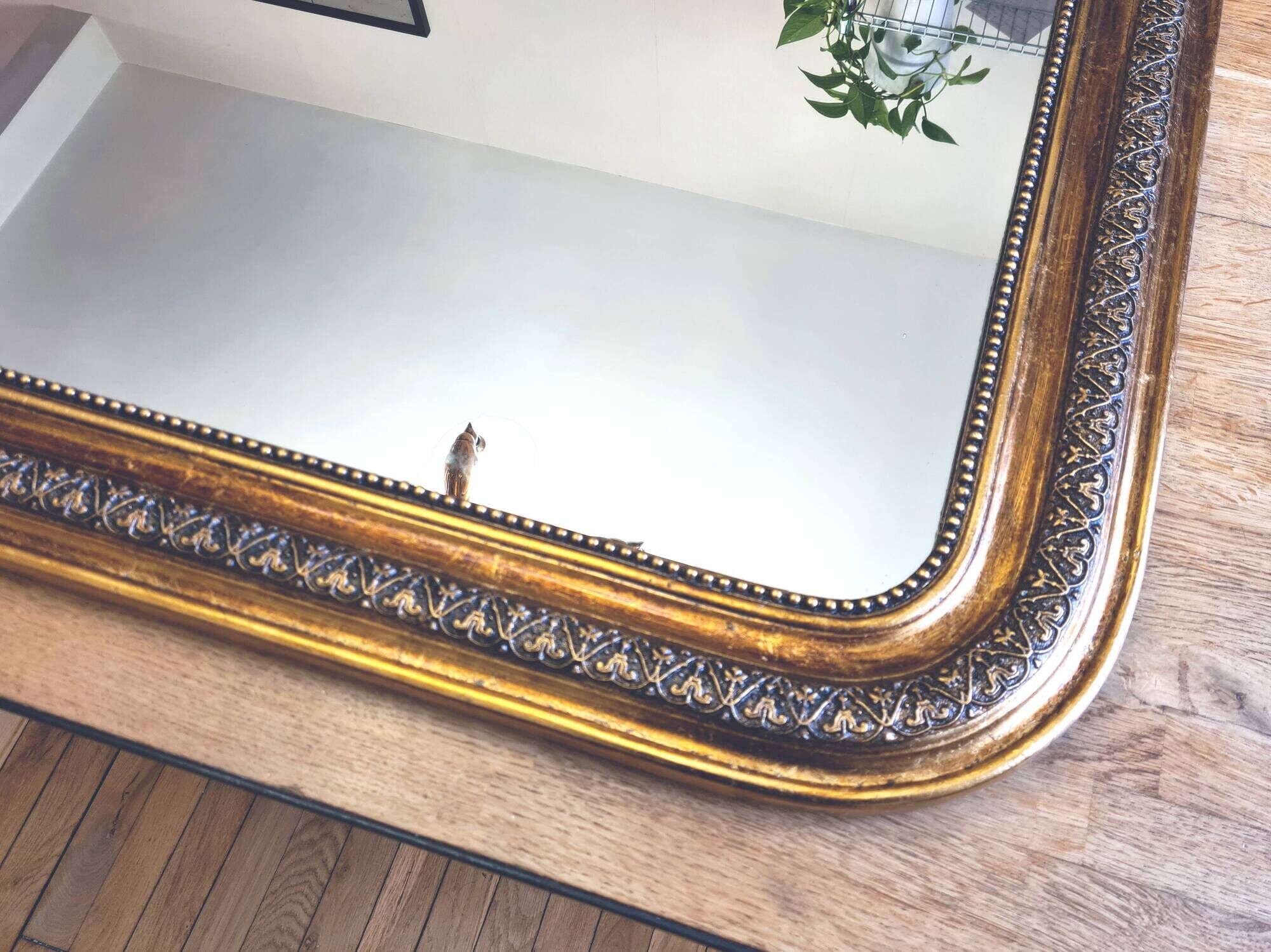 Antique large Louis Philippe mirror, decorated with gilt leaf - "Claude"