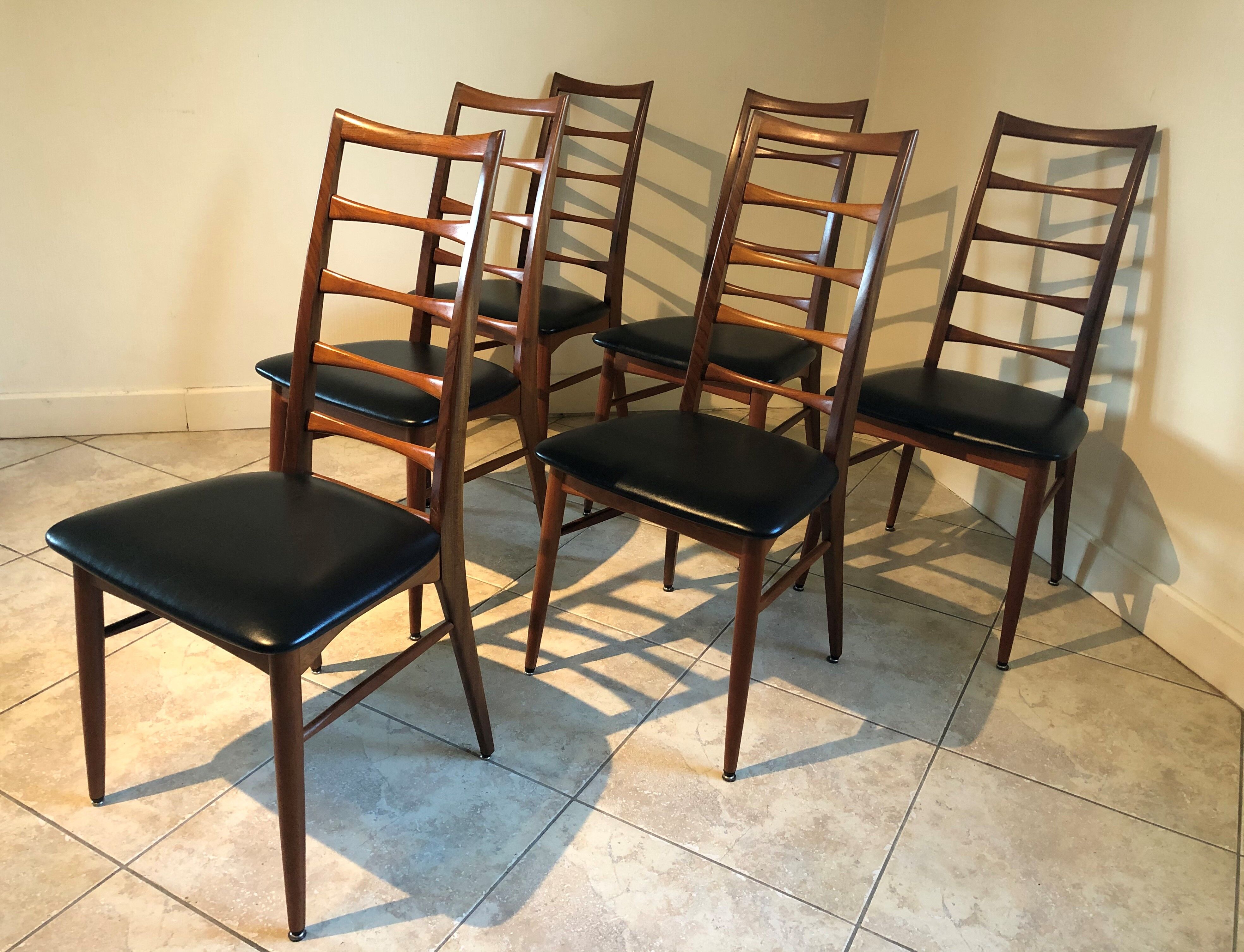 Set of 6 Scandinavian Teak "Lis" chairs by Niels Koefoed, Circa 1960
