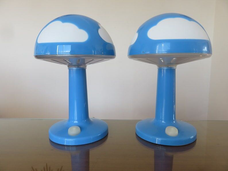 Pair of ikea skojig blue cloud lamps 90s