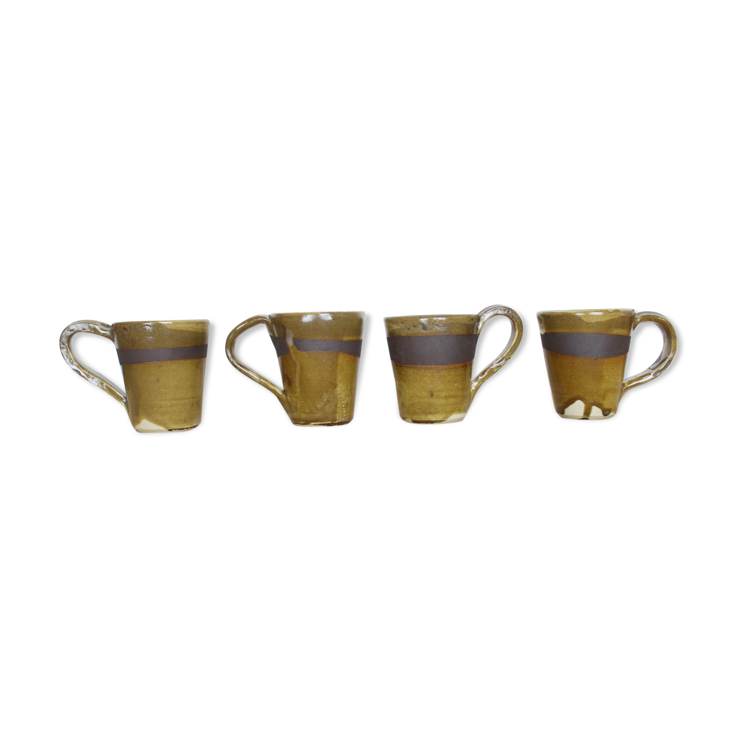 4-cup green and black ceramic set