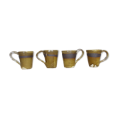 Set de 4 tasses en céramique vertes et noires