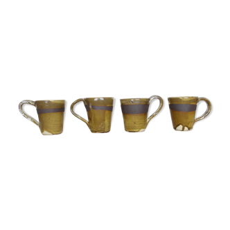 Set de 4 tasses en céramique vertes et noires