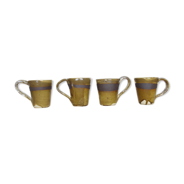 Set de 4 tasses en céramique vertes et noires