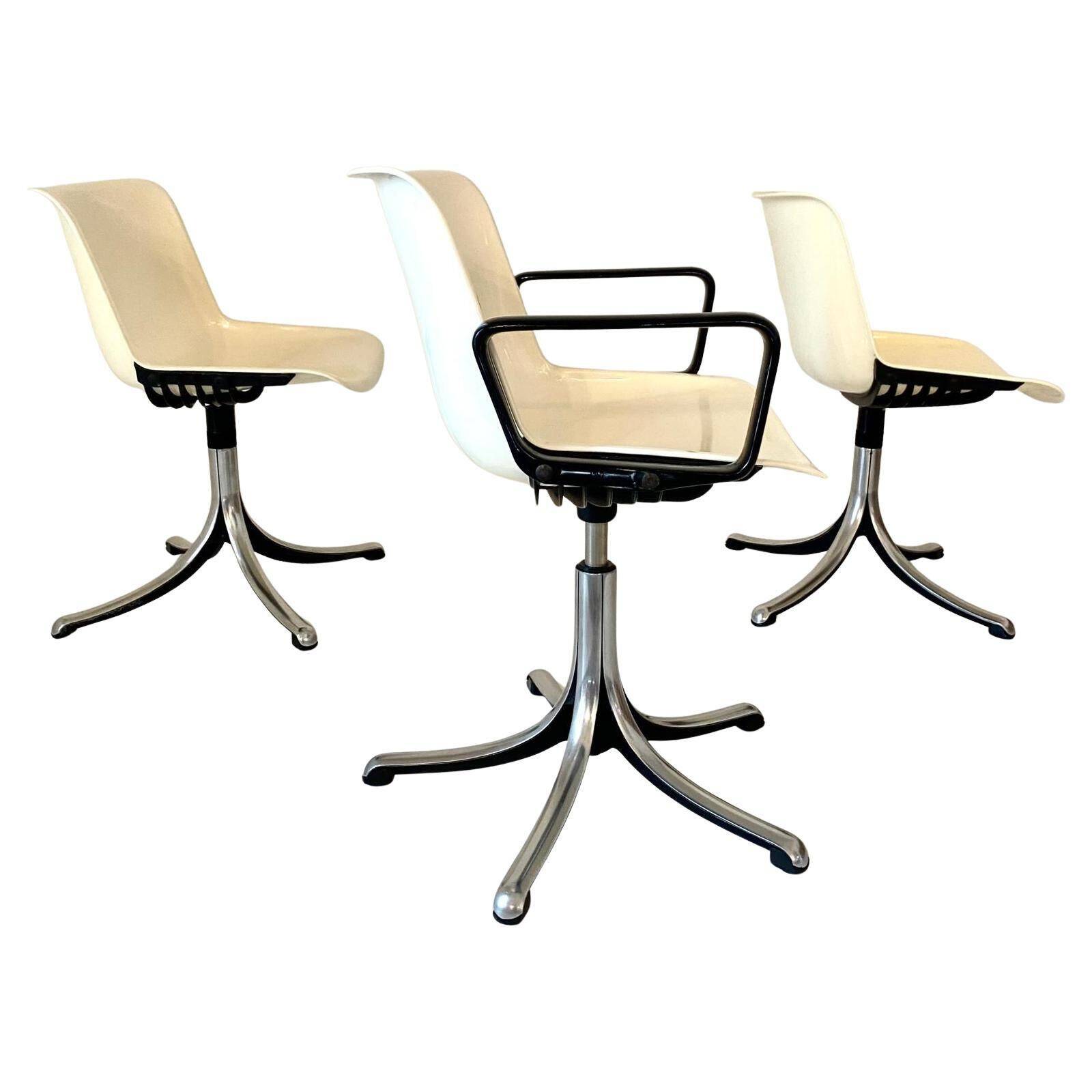 Set of three Modus Office Desk Chairs, Osvaldo Borsani for Tecno, Italy 1960