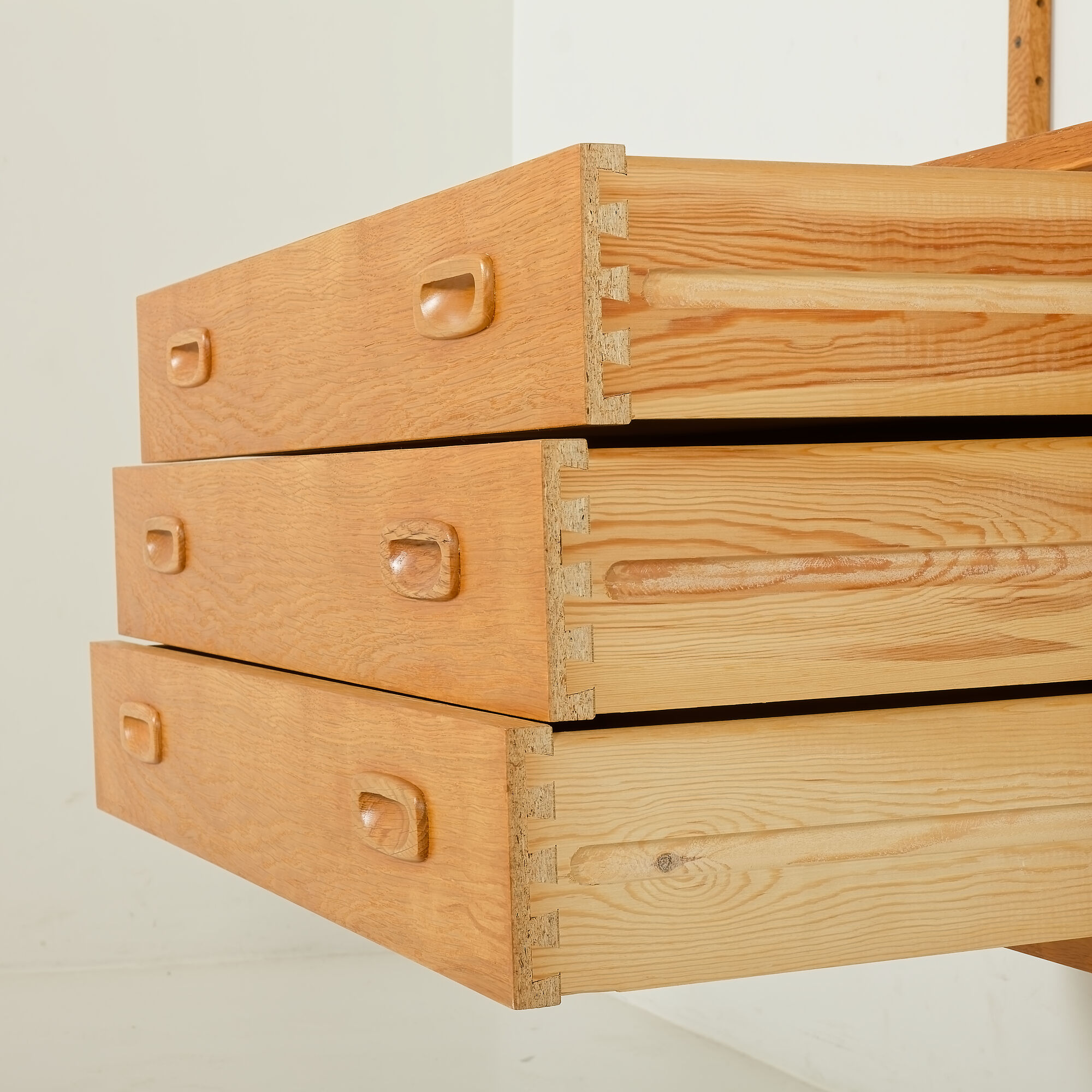 Preben Sorensen Danish oak wall unit by PS System, Randers, 1970s