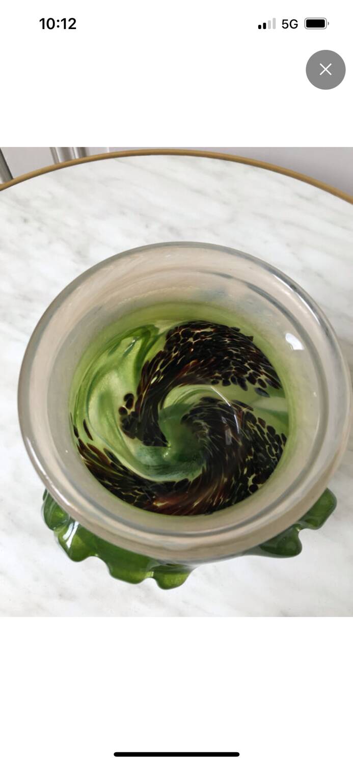 Patrick Lepage blown glass candle holder