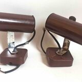 Pair of 70s dark brown adjustable wall lights