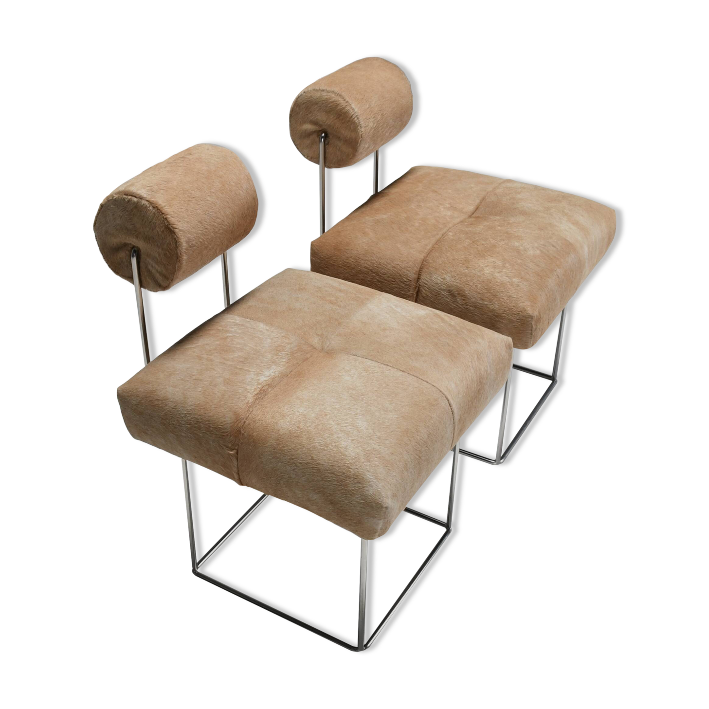 Rare Postmodern Cowhide Side Chairs by Fritz Brückner, Germany 1980s