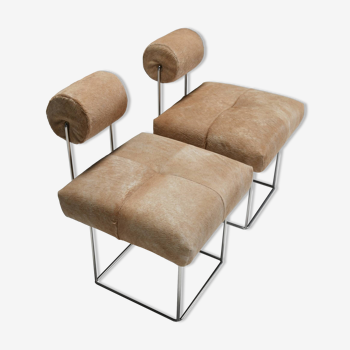 Rare Postmodern Cowhide Side Chairs by Fritz Brückner, Germany 1980s