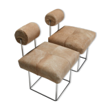 Paire de chaises d'appoint postmodernes en peau de vache par Fritz Brückner, Allemagne 1980