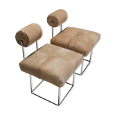 Paire de chaises d'appoint postmodernes en peau de vache par Fritz Brückner, Allemagne 1980