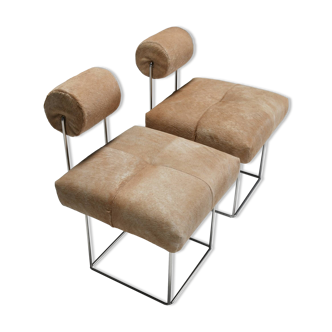 Rare Postmodern Cowhide Side Chairs by Fritz Brückner, Germany 1980s