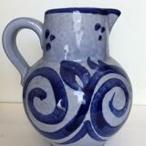 Pitcher in blue glazed stoneware