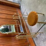 Vintage Dressing Table and Stool in Brass, 1950s, Set of 2