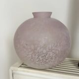 Vase boule moucheté rose