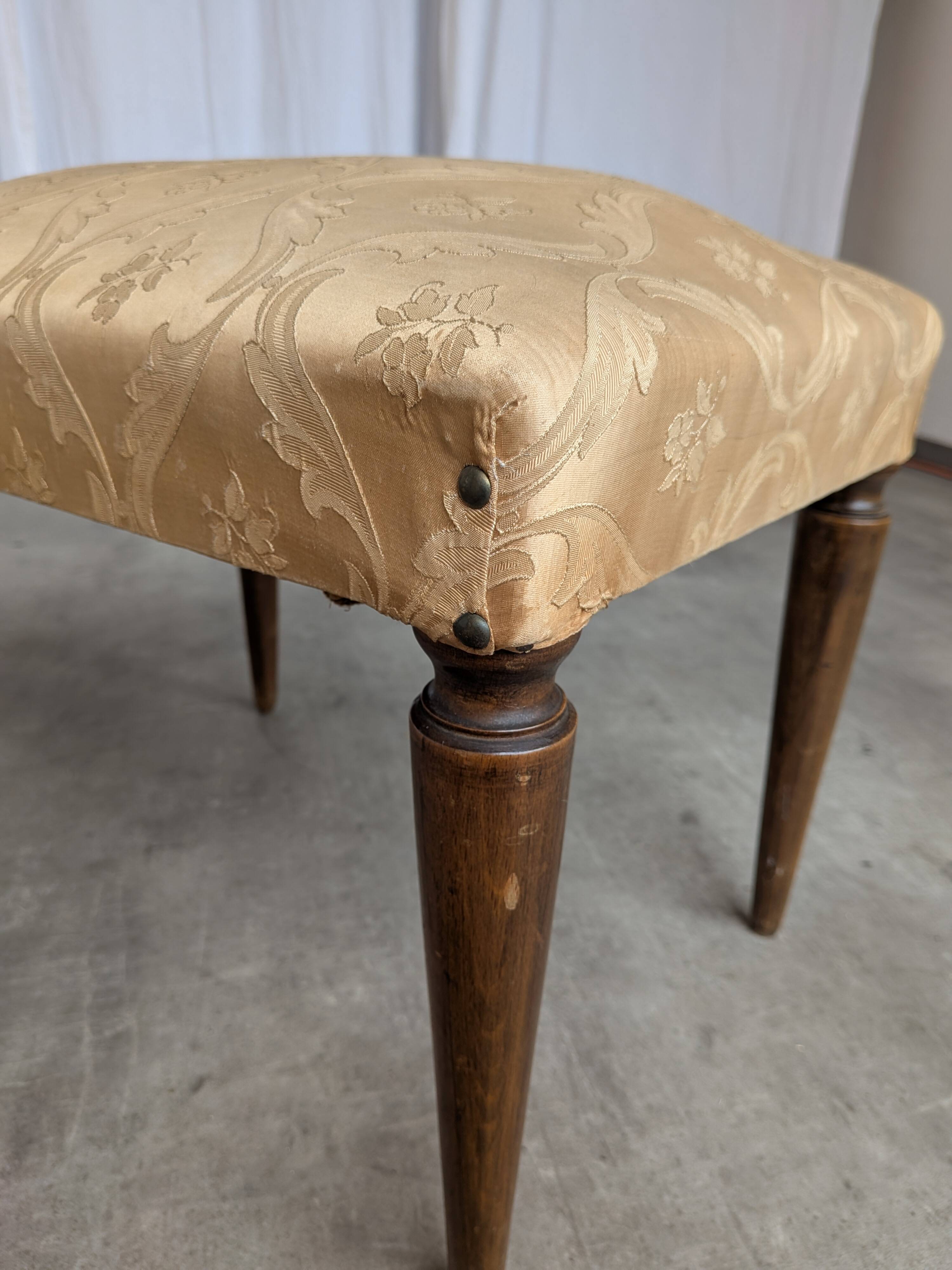 Vintage Gold Fabric Foot stool: Mid-Century Ottoman Tabure, 1970s