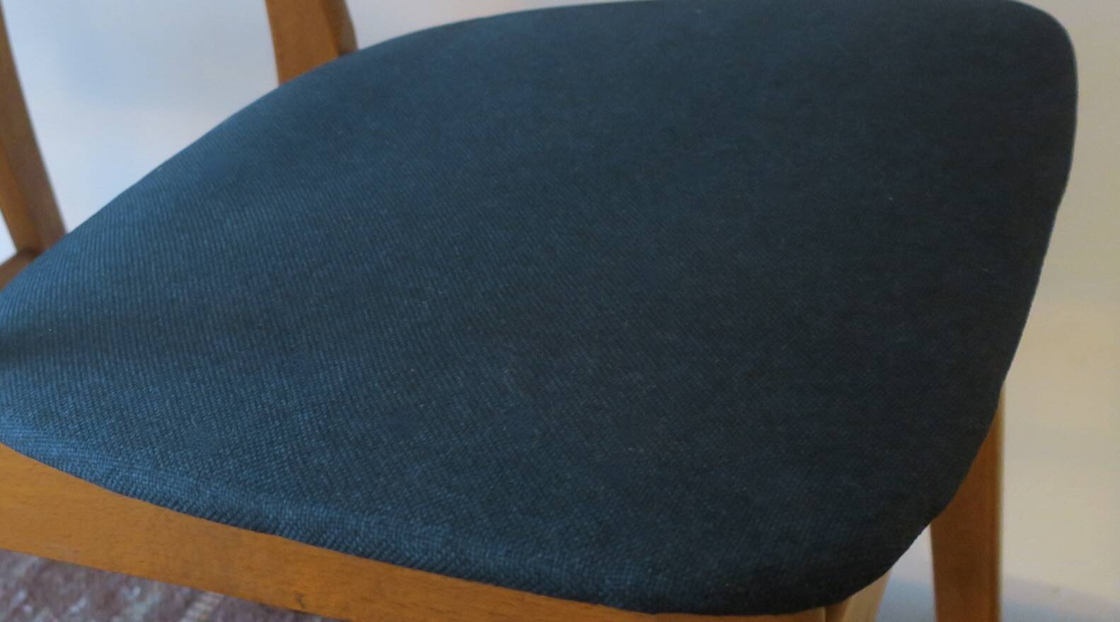Pair of Danish teak chairs in petrol blue-green, 1960s
