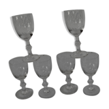 6 glasses old wine cut pattern rice grains