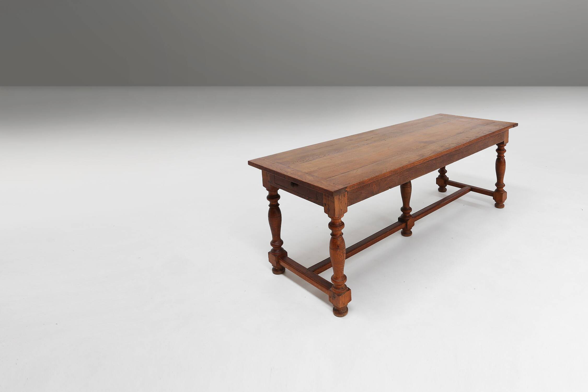 French rustic solid oak dining table 1930