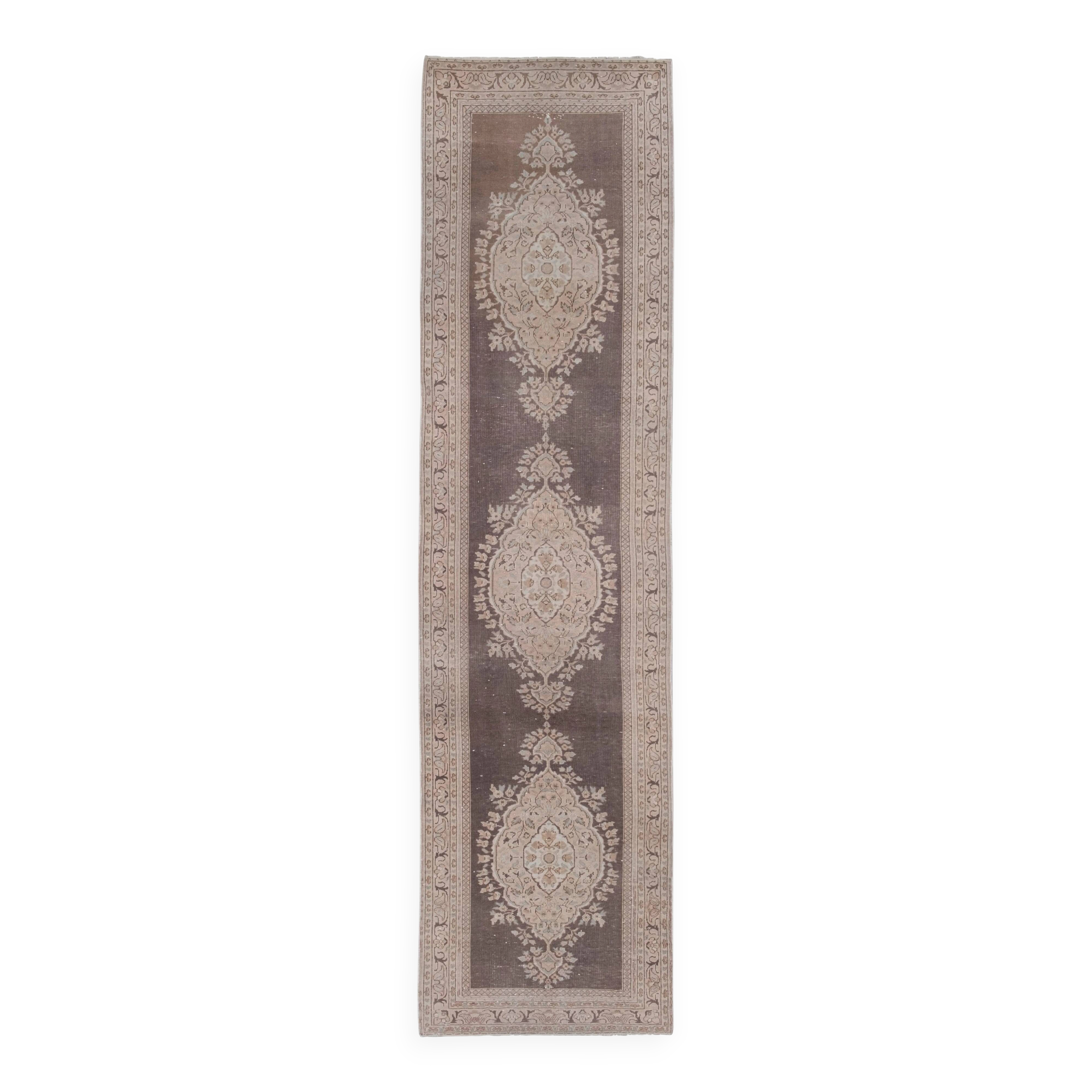 Vintage Turkish hallway rug 91x355 cm