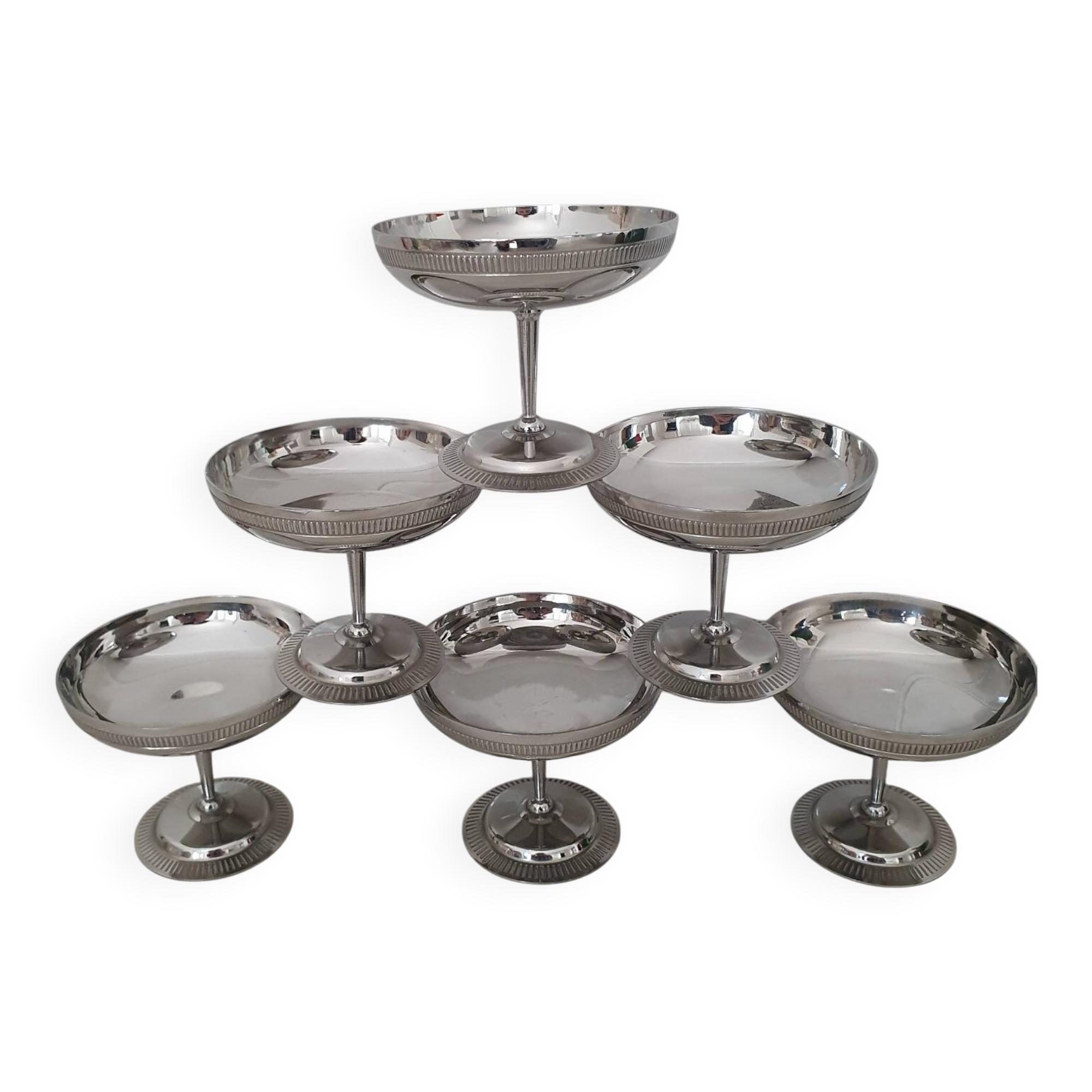 Chrome-plated stainless steel dessert bowls Jean Couzon