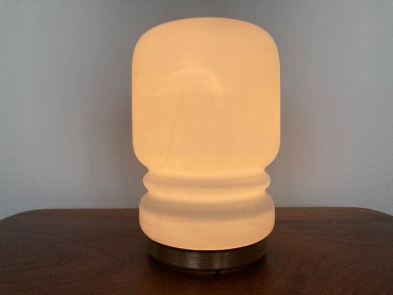Mid-Century Glass Table Lamp for Valasske Mezirici, Czechoslovakia, 1970s