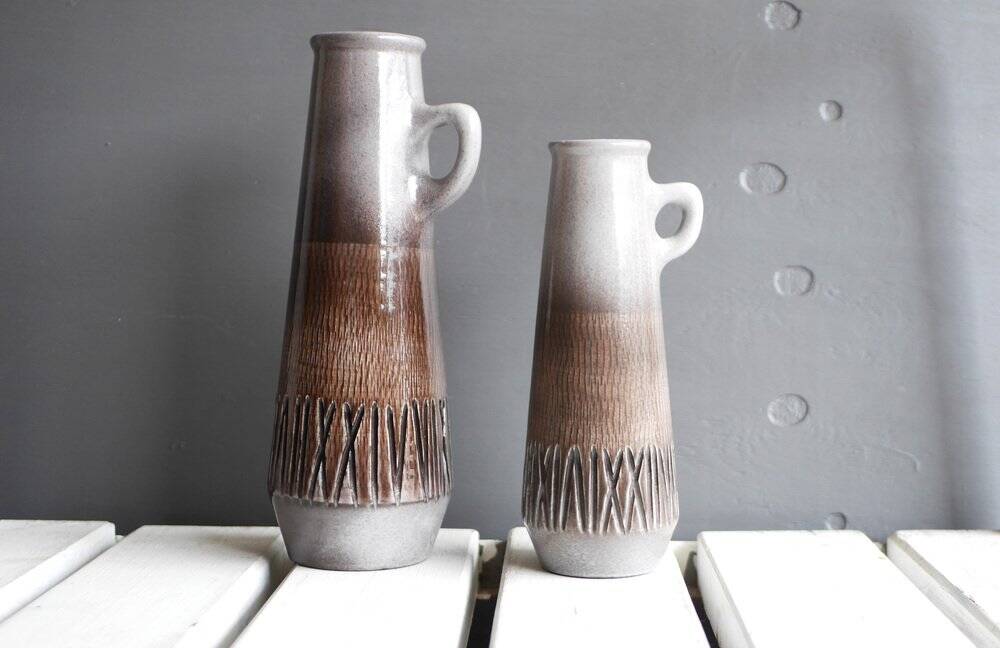 Mid-century modern art ceramic vases by Ingrid Atterberg for Upsala-Ekeby, 1970s, set of 2