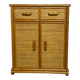Vintage wooden and rattan chest of drawers