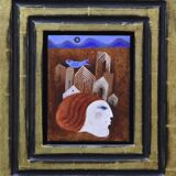 Sami Briss, Le poisson sur les toits, oil on panel, signed