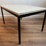 Table italienne en laiton travertin et acier ou table basse, années 1960