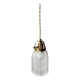 Glass pendant light, 2m braided fabric cable, porcelain ceiling rose