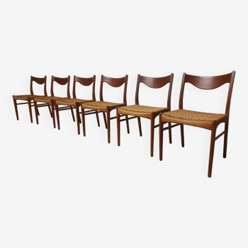 Suite de 6 chaises danoises en teck Mid-Century