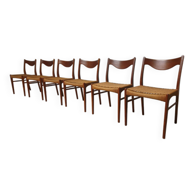 Suite de 6 chaises danoises en teck Mid-Century