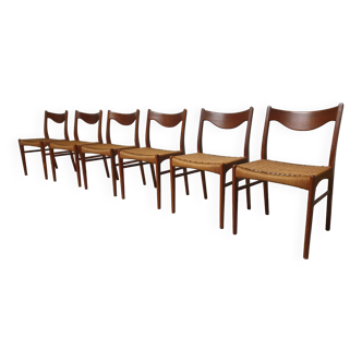 Suite de 6 chaises danoises en teck Mid-Century