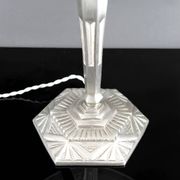 Important Art Deco lamp, nickel-plated bronze, Schneider glass, Fr, c. 1930