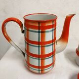 Old Vintage Orange Enameled Coffee Pot