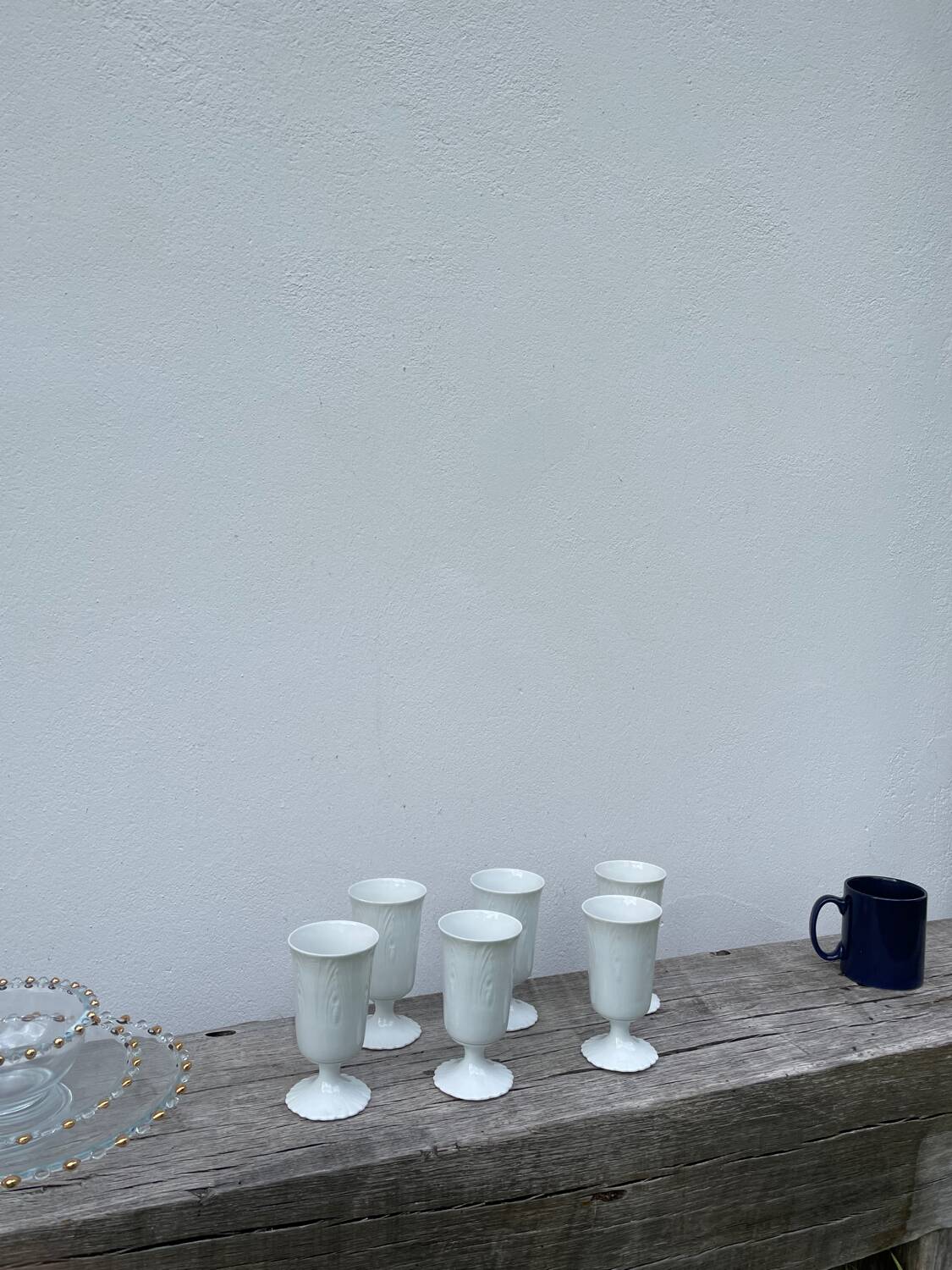 Plain white mazagran cups Limoges Seignolles Edelweis