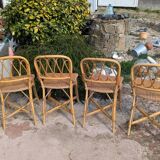 set of 4 vintage bamboo and rattan chairs