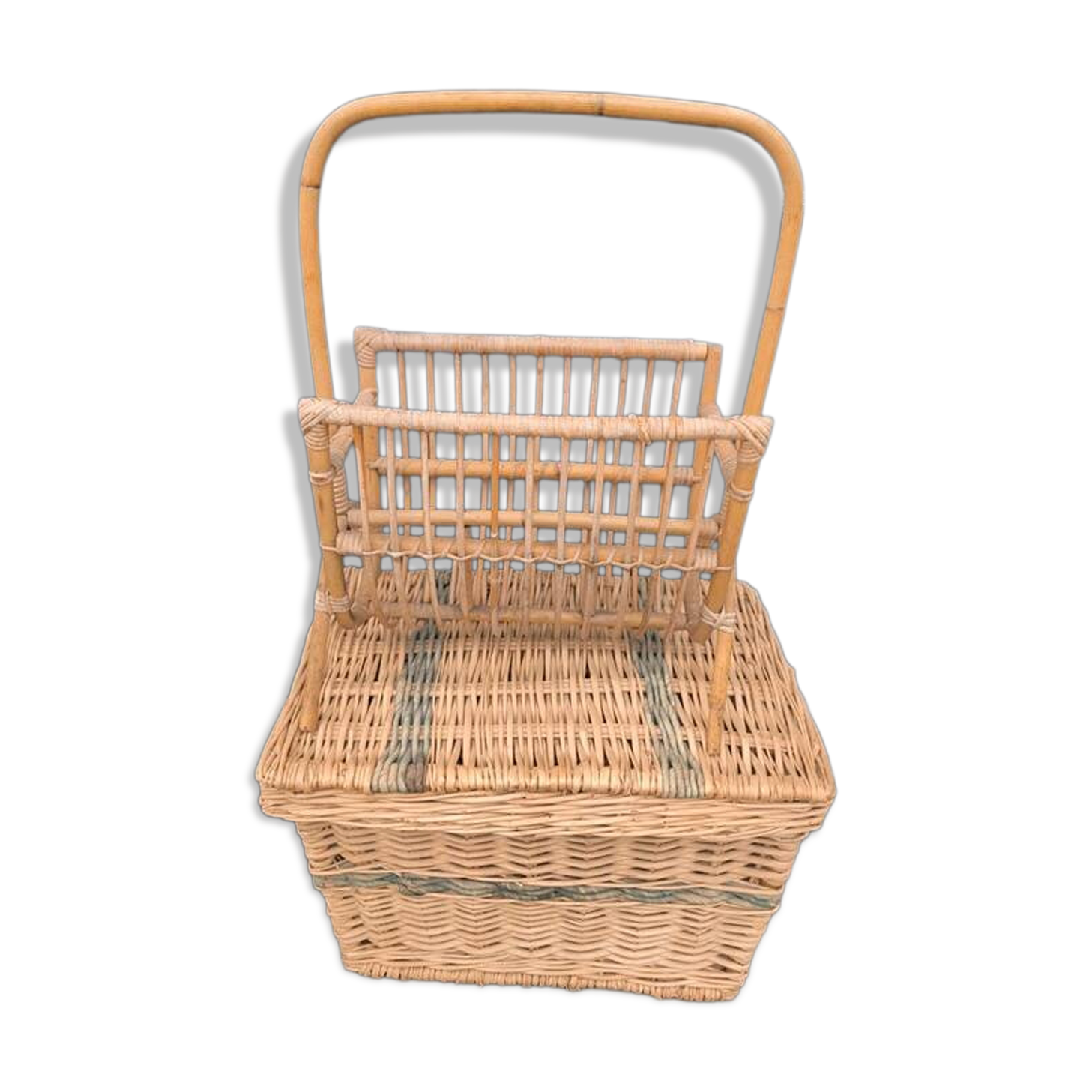 Vintage rattan magazine rack