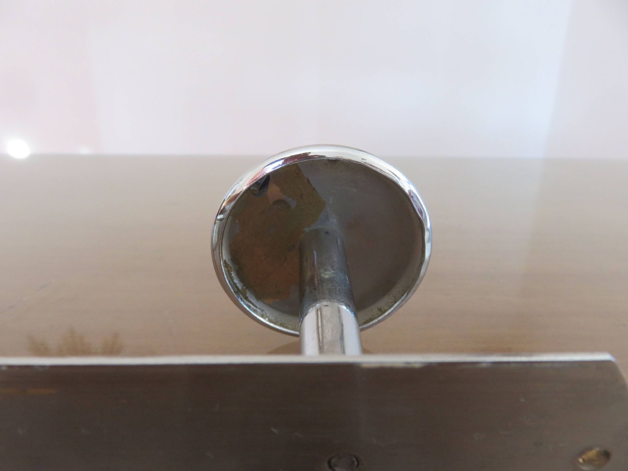 Wall coat rack with 2 hooks in chrome-plated brass from the 40s and 50s