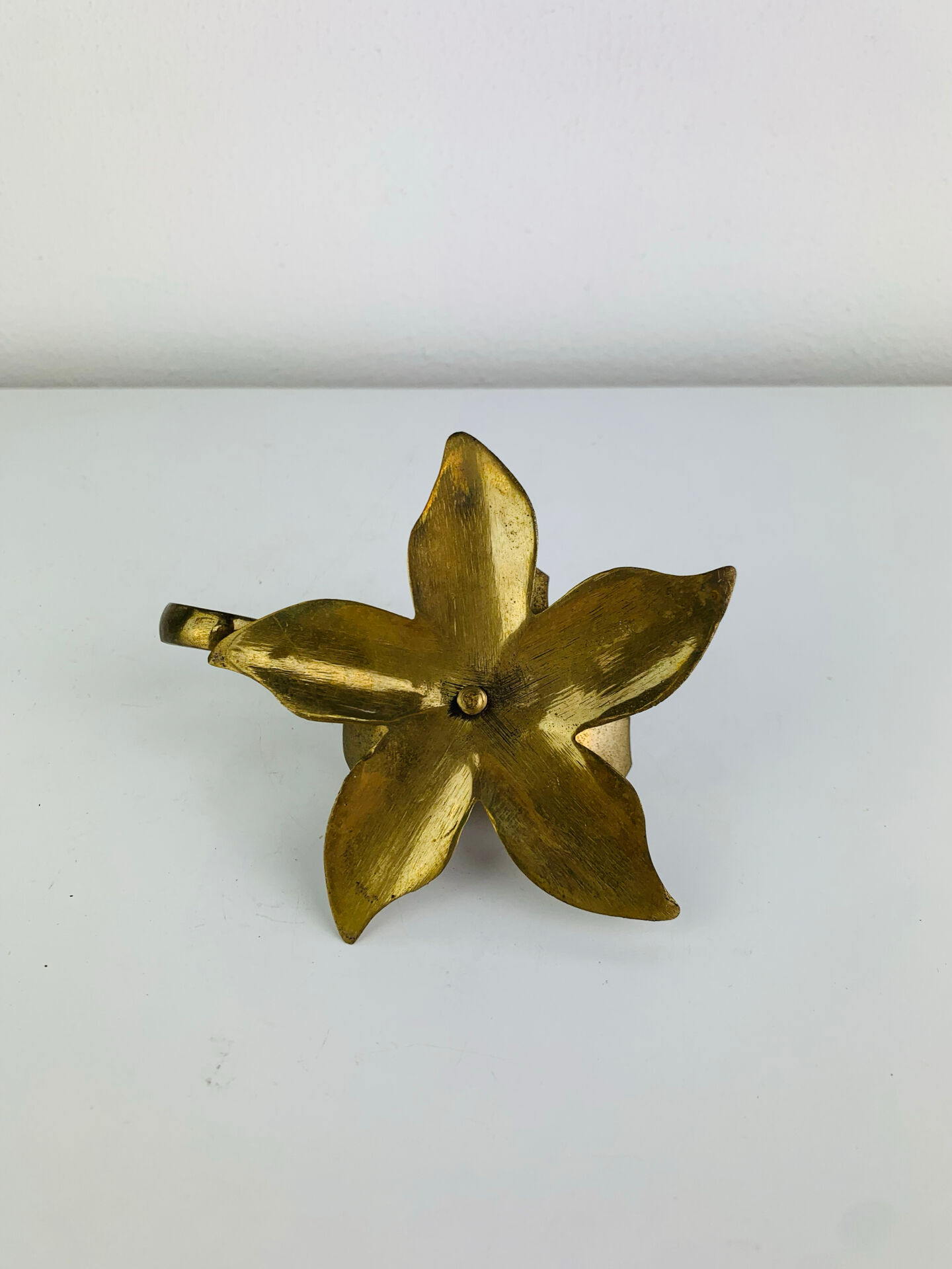 Vintage golden brass flower candlestick