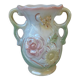 Iridescent ceramic vase floral decoration with double handles made in brazil