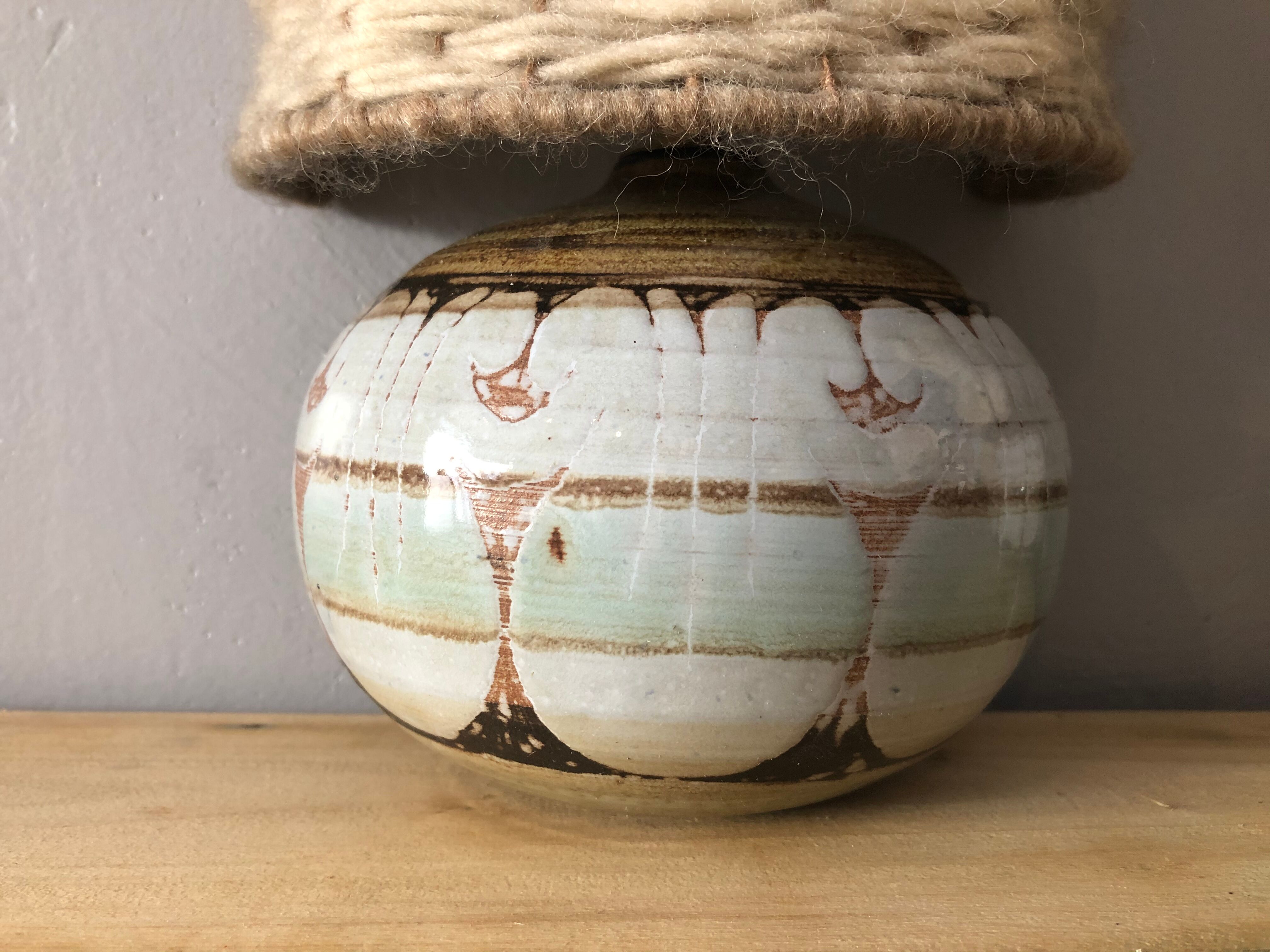 Duo of ceramic wall light wool lampshade